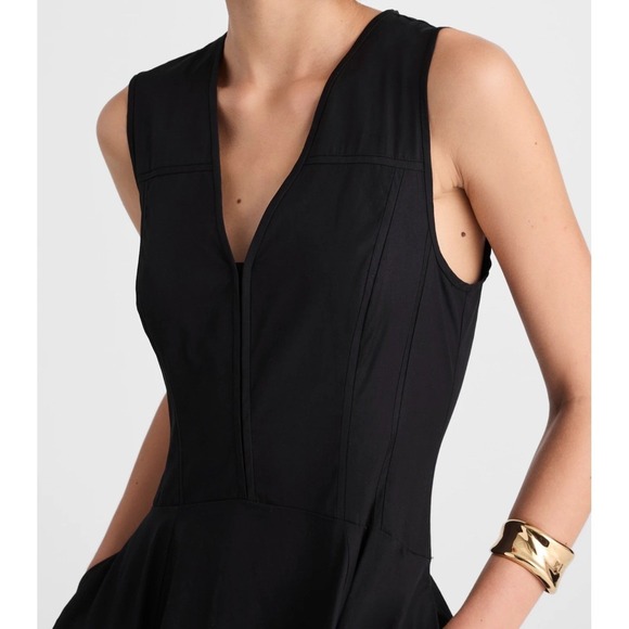Madewell V-Neck Circle Seamed Maxi Dress True Black Sleeveless Cotton 00 NW050 - Picture 5 of 13